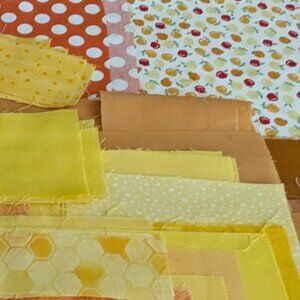 Fabric Scrap Pack of Coordinated Colors: Orange, Brown, Tan